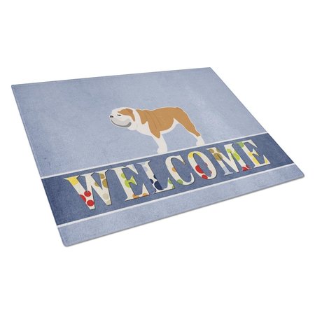 CAROLINES TREASURES English Bulldog Welcome Glass Cutting Board Large BB5566LCB
